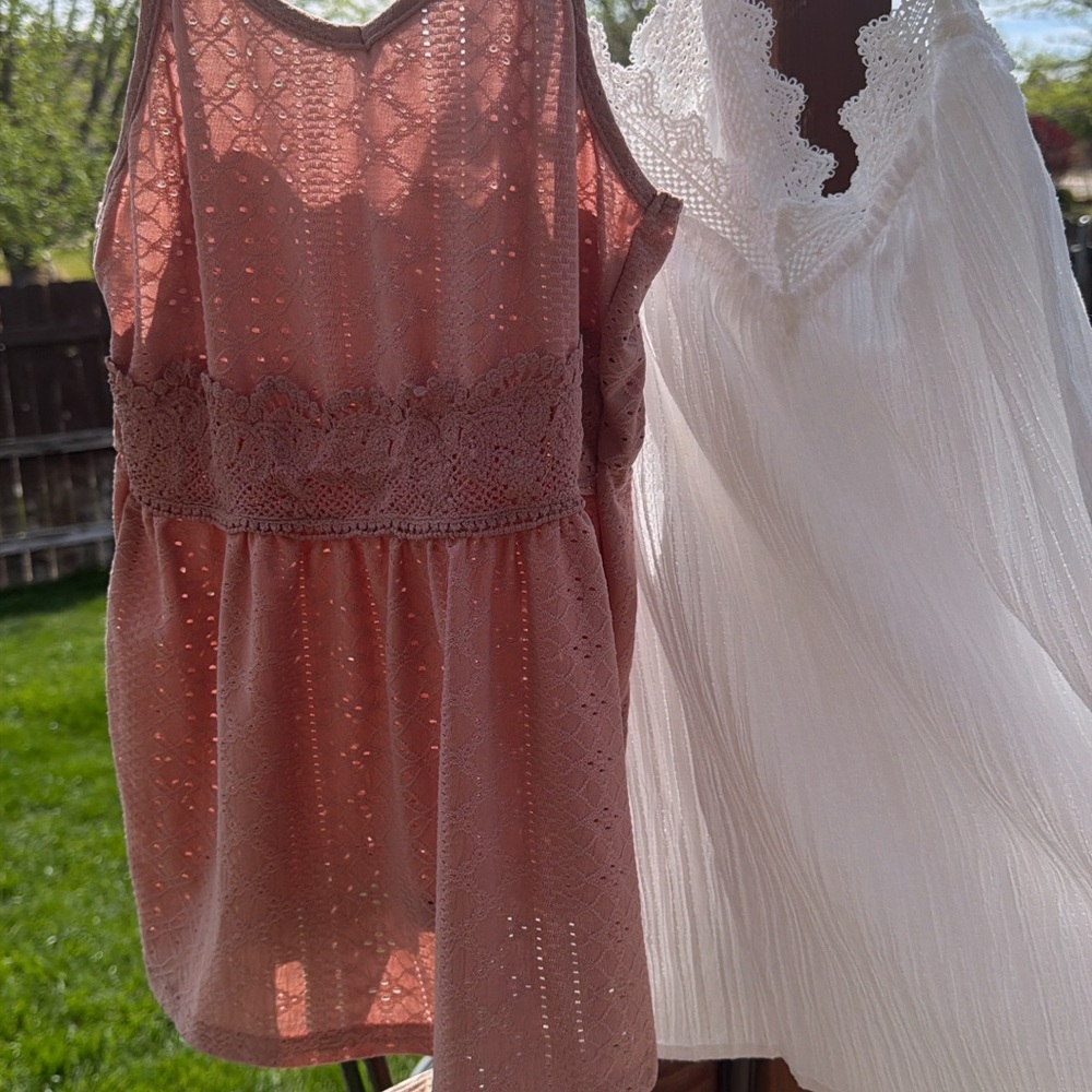 Dusty Rose Lace Eyelet Tank Top